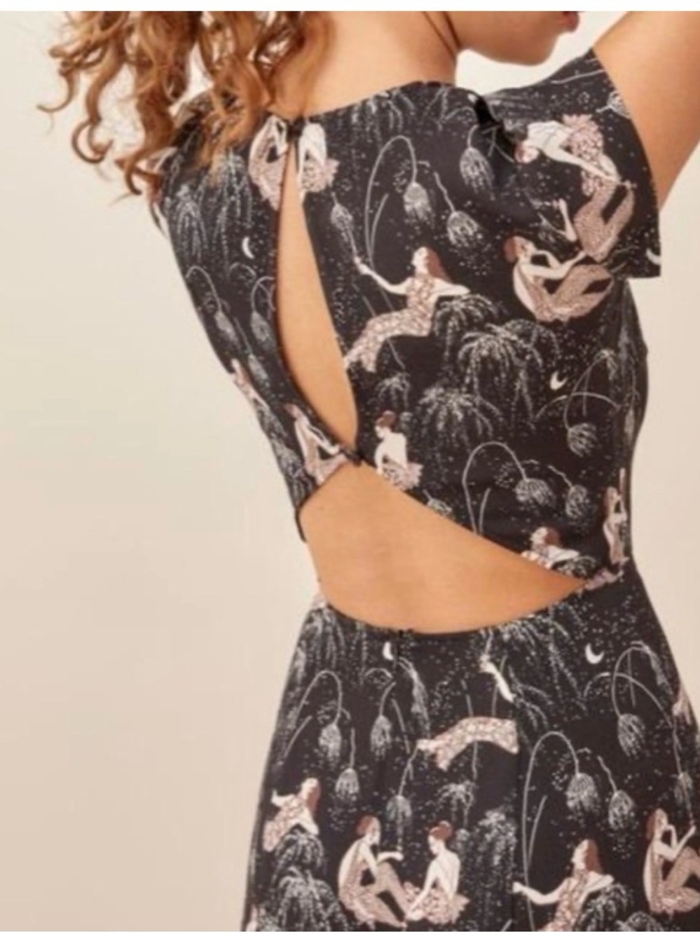 Black Printed High-Low Maxi Dress with Pink Motif - Picture 2 of 6